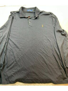 Polo Ralph Lauren Black Long Sleeve Polo Shirt XLT Cotton